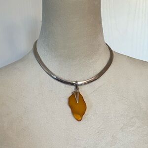 Elegant Silver and Amber Pendant (necklace NOT included!)